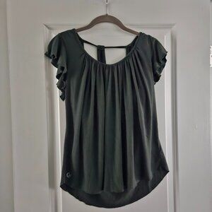 UGC JJ Winks Dark Green Flutter Sleeve Top